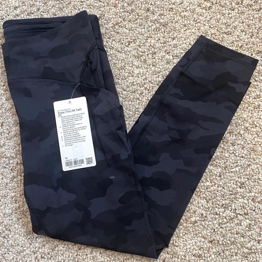 NWT Lululemon Power Through HR Tight 25” with Pockets Camo Print